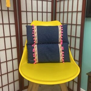 Boho chic.Set of handmade accent pillows. Denim.